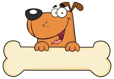 Cartoon Dog Over Bone clipart