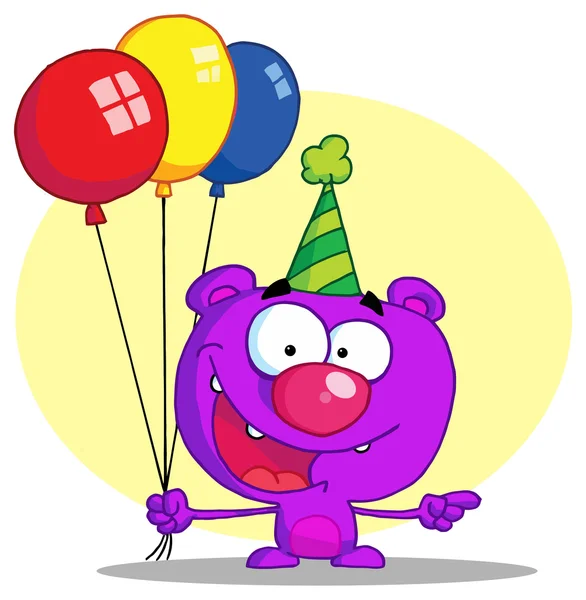 Oso con globos de cumpleaños — Archivo Imágenes Vectoriales