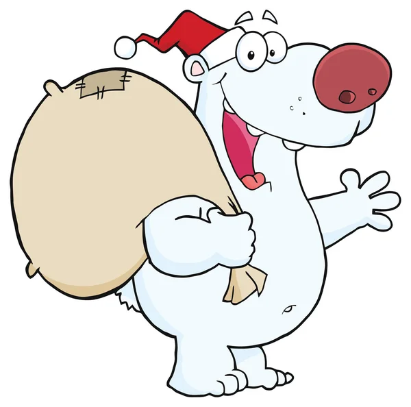 Happy santa claus polar bear — Stockvector