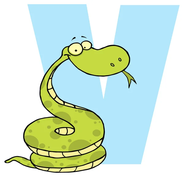 Lettre V avec dessin animé — Image vectorielle