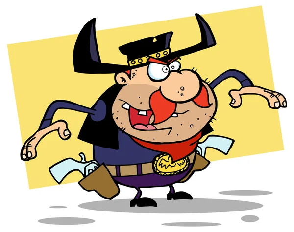 Xerife dos desenhos animados com pistolas — Vetor de Stock