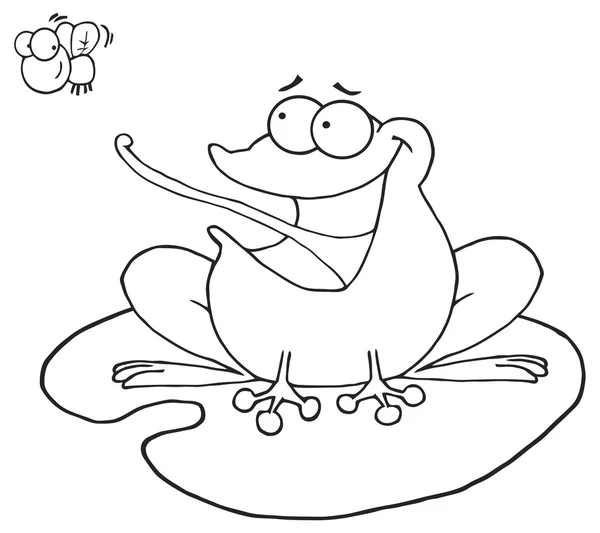 青蛙和苍蝇的字符 — 图库矢量图片