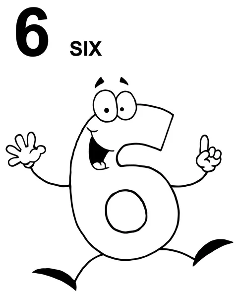 Funny Cartoon 6 Number — Stock Vector