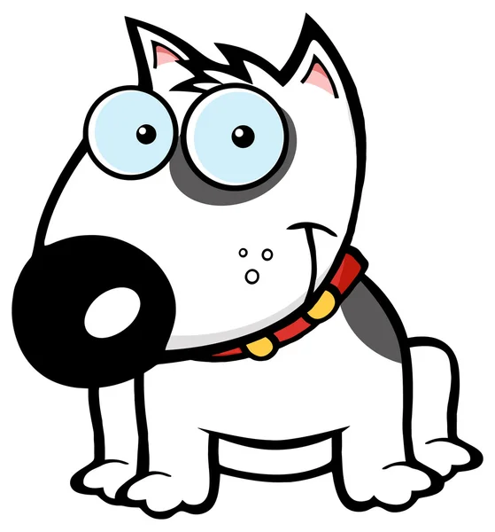 Perro Bull Terrier sonriente — Vector de stock