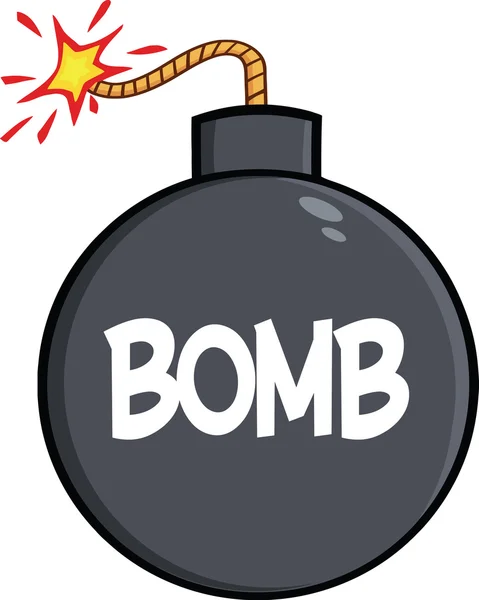 Bomba dos desenhos animados com texto — Vetor de Stock