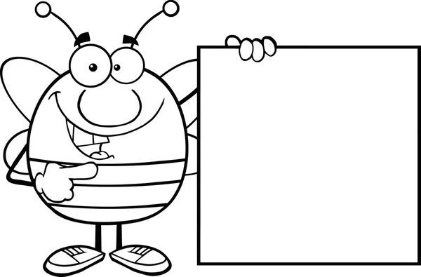 Pudgy Bee met leeg teken — Stockvector