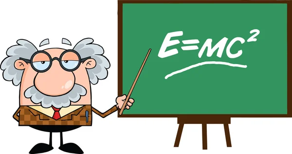 Profesor divertido con puntero — Vector de stock