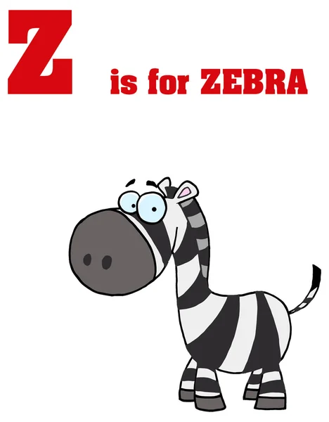 Alfabeto lettera Z con cartone animato zebra — Vettoriale Stock