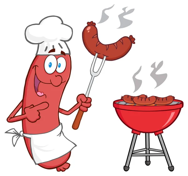 Happy Sausage Chef — Stock Vector