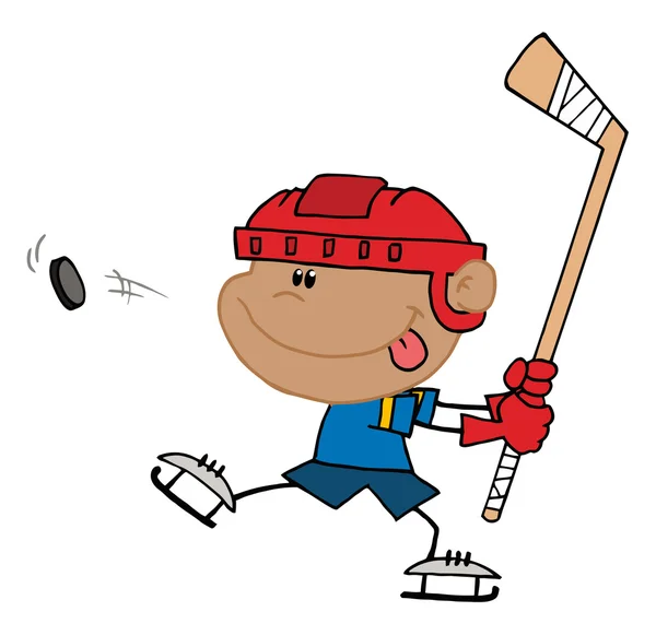 Boy playing in ice hockey — Stock Vector