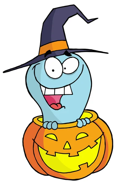 Halloween ghost and pumpkin — Stock Vector