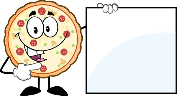 Pizza mostrando un signo en blanco . — Archivo Imágenes Vectoriales