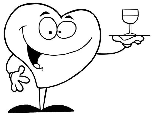 Corazón de dibujos animados con vino tinto — Vector de stock