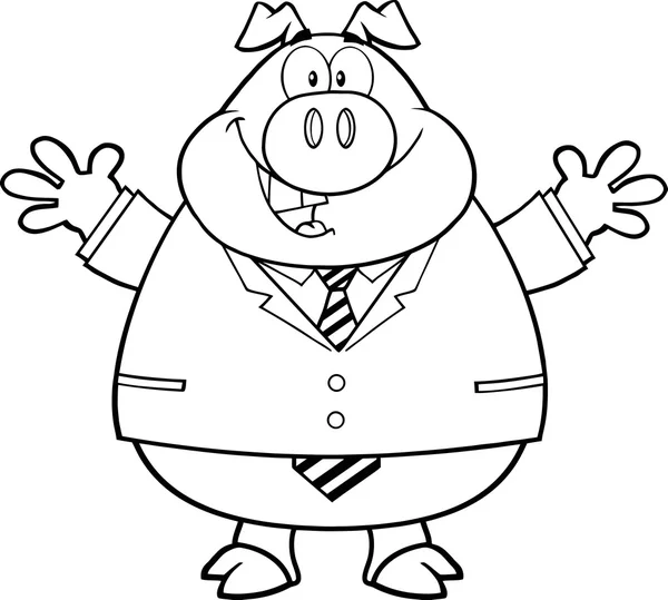 Businessman Pig With Open Arms. — Stock Vector