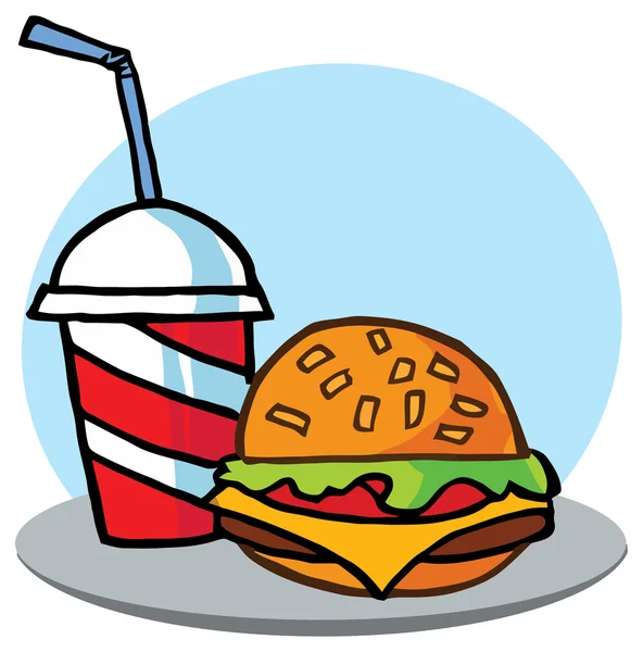 Hambúrguer de queijo - fast food —  Vetores de Stock