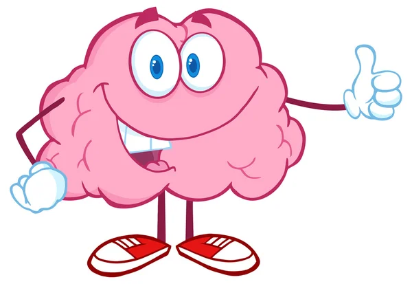 Cerebro dando un pulgar hacia arriba — Vector de stock