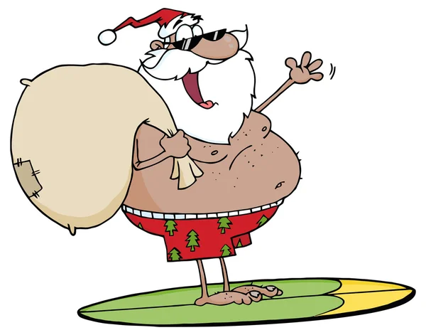 Santa claus surf à bord — Image vectorielle