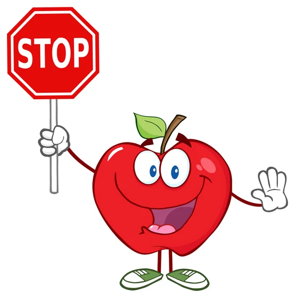 Apfel mit Stoppschild. — Stockvektor