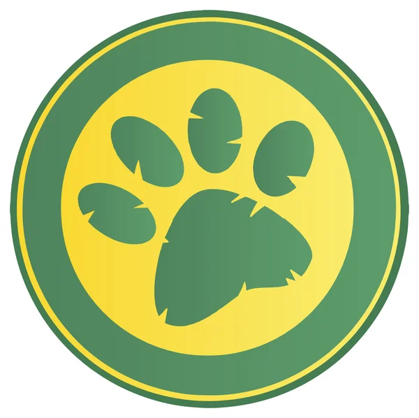 Groen geel Paw Print Banner — Stockvector