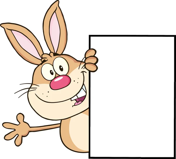 Lapin de bande dessinée avec signe blanc — Image vectorielle