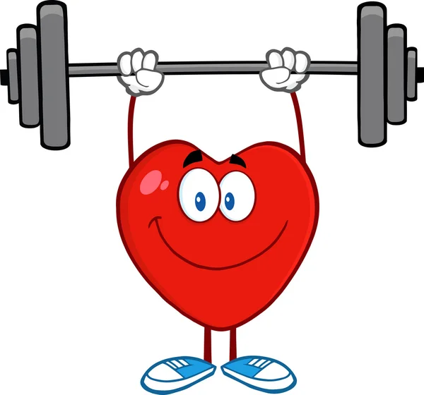 Heart Character Lifting Weights. — Stock Vector