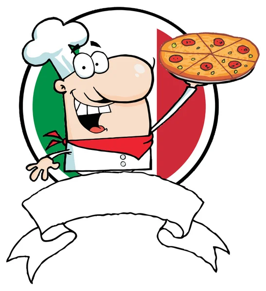 Logo Pizza dengan Bendera Italia - Stok Vektor