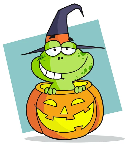 Rana de dibujos animados de Halloween — Vector de stock
