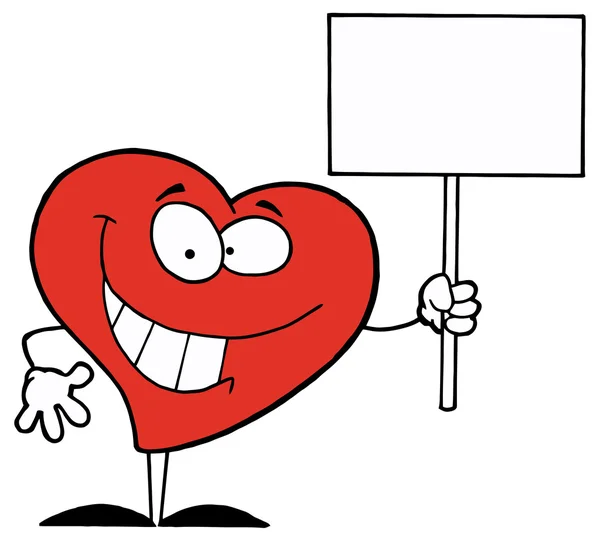 Cartoon heart with blank board — Stock Vector