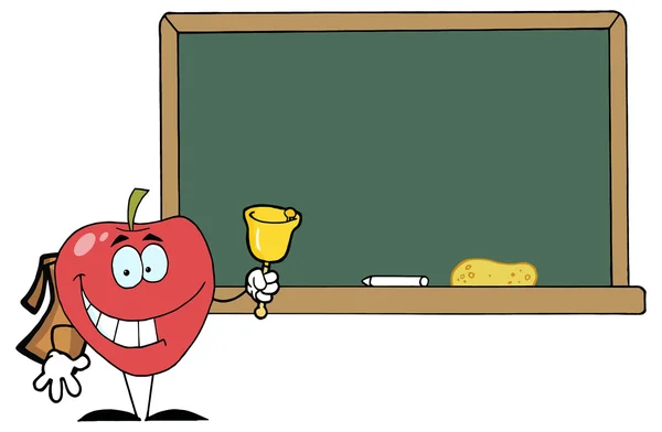 Apfel mit Schulglocke — Stockvektor