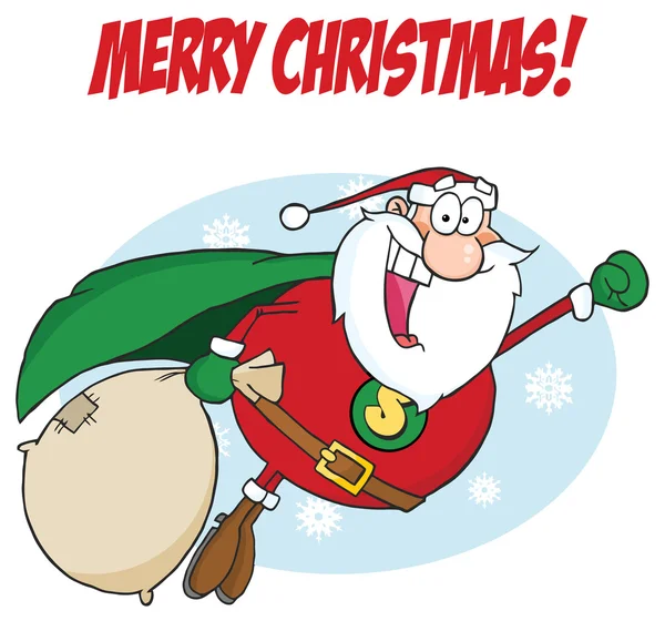 Christmas card with cartoon santa claus — Stock Vector