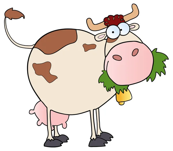 Vaca masticando una hierba — Vector de stock