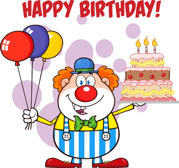 Happy Birthday With Clown — Stock Vector