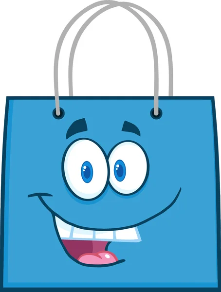 Szczęśliwy, niebieska torba na zakupy — Wektor stockowy
