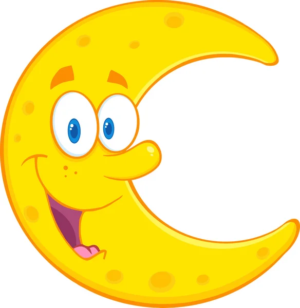 Smiling Moon Cartoon Mascot Character — Stock Vector