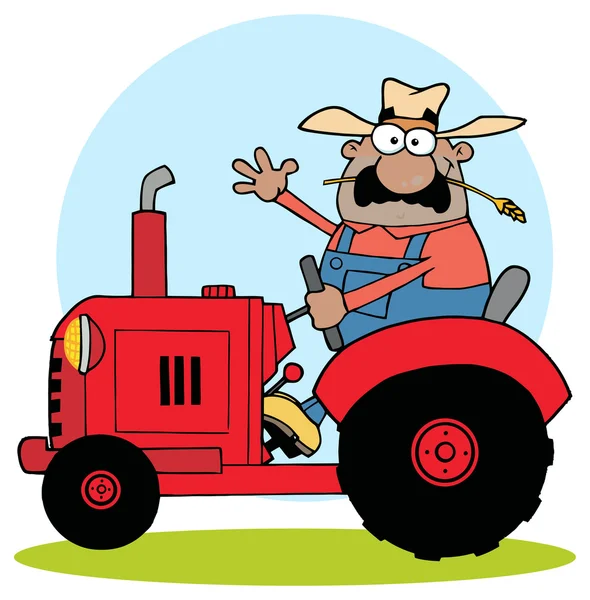 Farmer In Red Tractor — Stock Vector