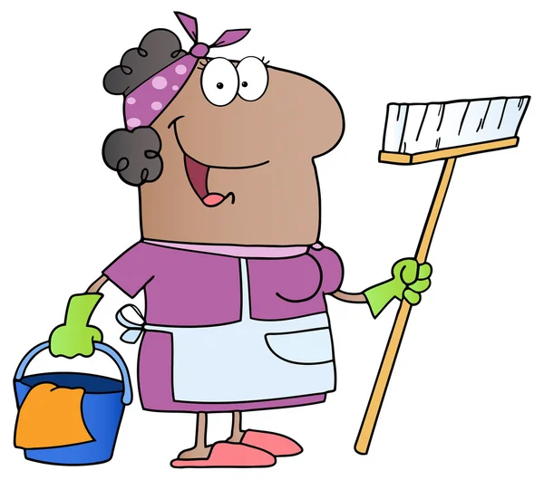 African American Housewife Cleaner. — Stock Vector