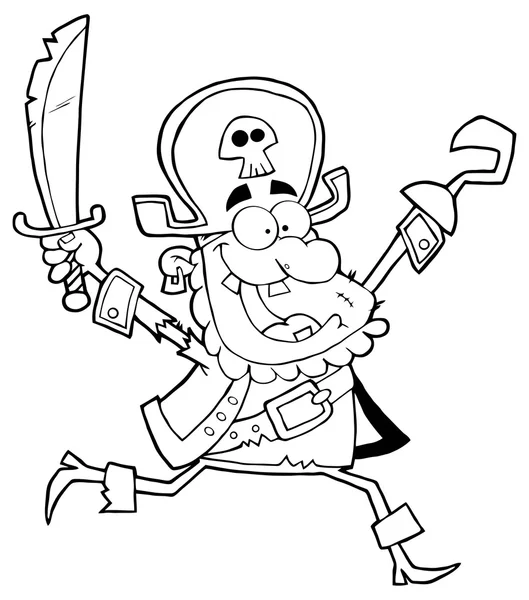 Esbozado Running Pirate — Vector de stock