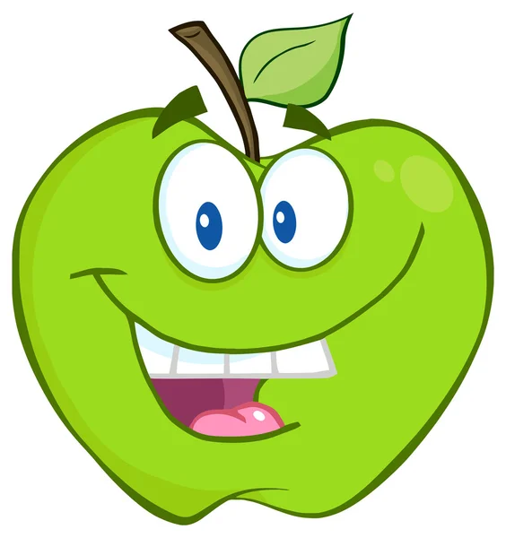 Sonriente manzana verde — Archivo Imágenes Vectoriales