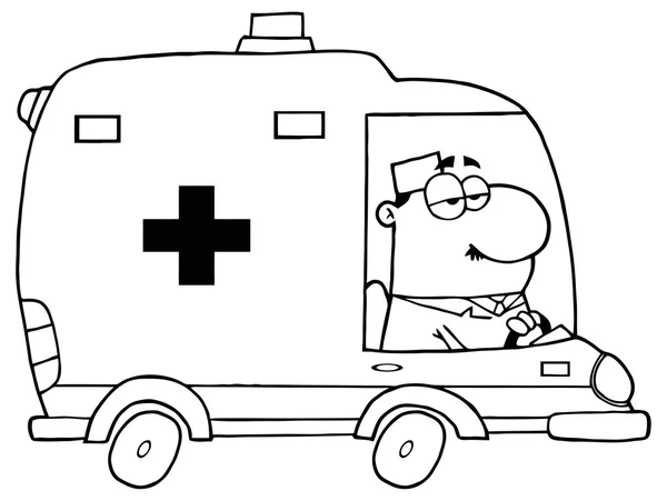 Cartoon Doctor and Ambulance — Stock Vector