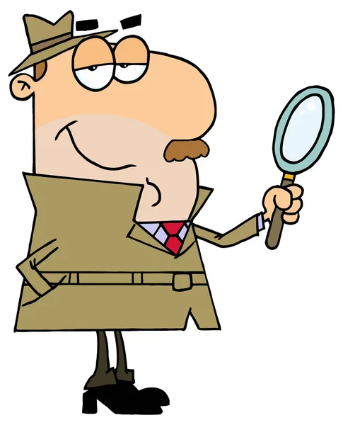 Detective with Magnifying Glass — Stock Vector