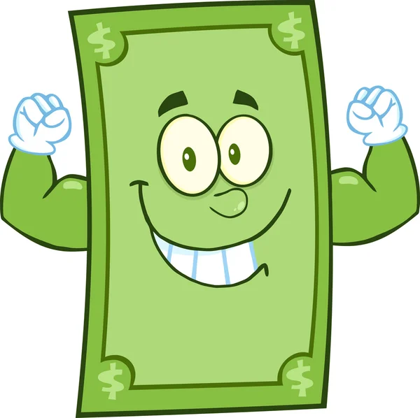 Personaje de dibujos animados de dólar sonriente — Vector de stock