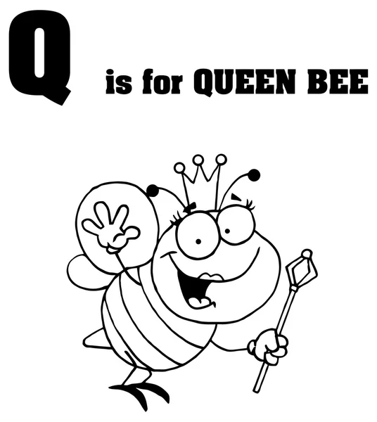 Lettre alphabet Q avec reine abeille — Image vectorielle