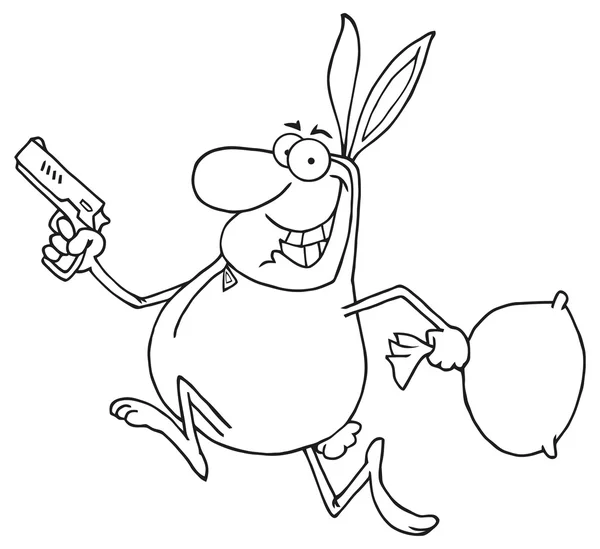 Happy Bandit in Easter Rabbit Costume — Stock Vector