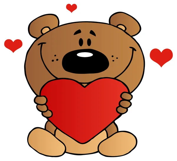 Medve holding szív — Stock Vector
