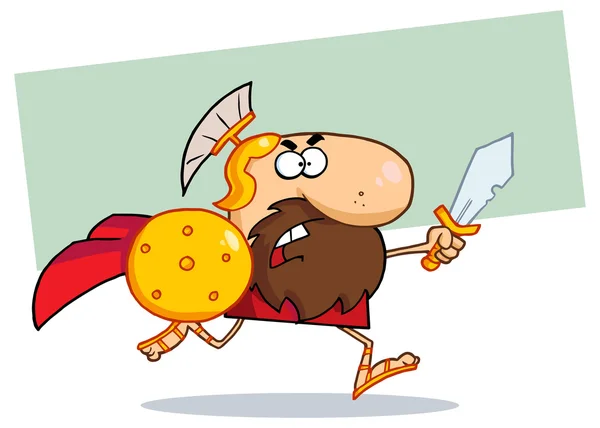 Personaje de gladiador de dibujos animados — Vector de stock