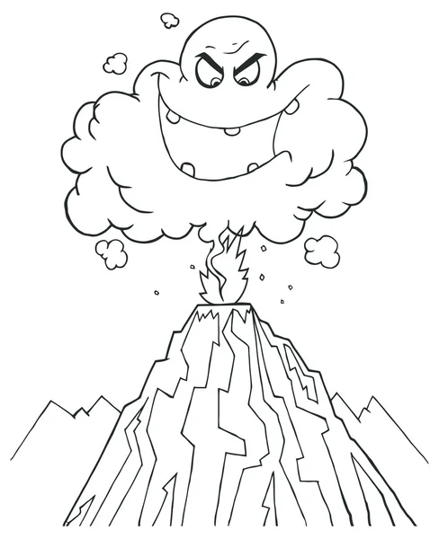 Volcan avec caractère Cloud — Image vectorielle