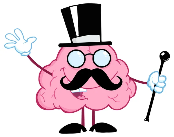 Cerveau Gentleman avec chapeau de cylindre — Image vectorielle