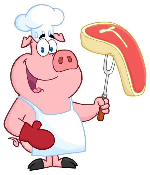 Happy Pig Chef — Stock Vector