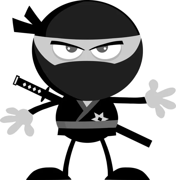 Dühös Ninja harcos karakter. — Stock Vector