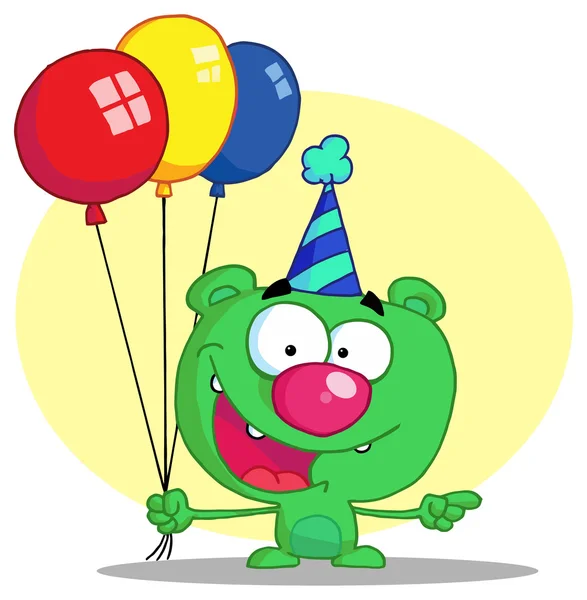 Oso con globos de cumpleaños — Archivo Imágenes Vectoriales